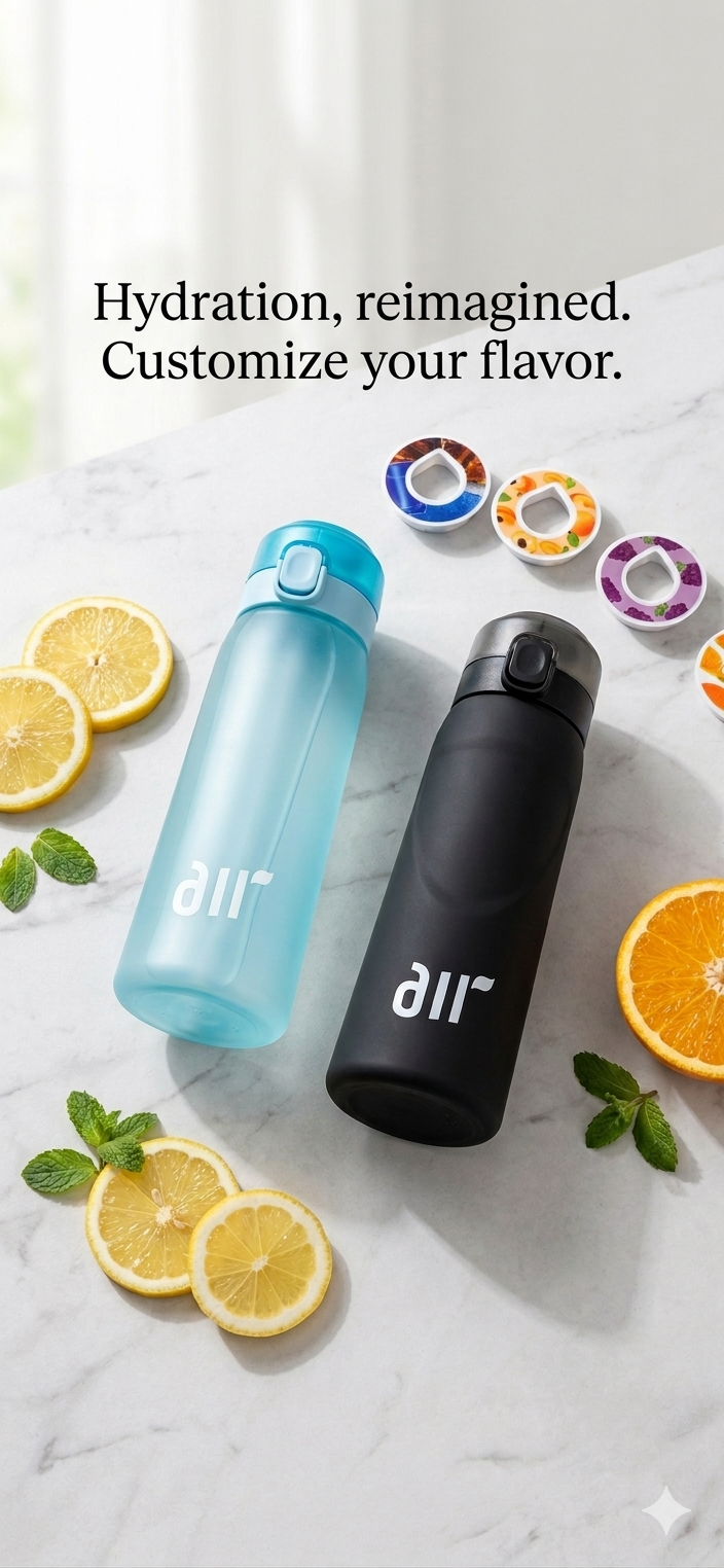 AquaFlavor bottle with flavour pods